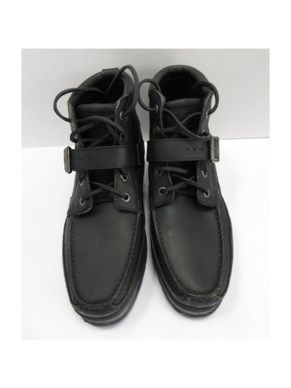 VTG Polo Ralph Lauren Sport Boots 11.5 D Leather Ranger Buckle Moc Toe - Picture 2 of 12